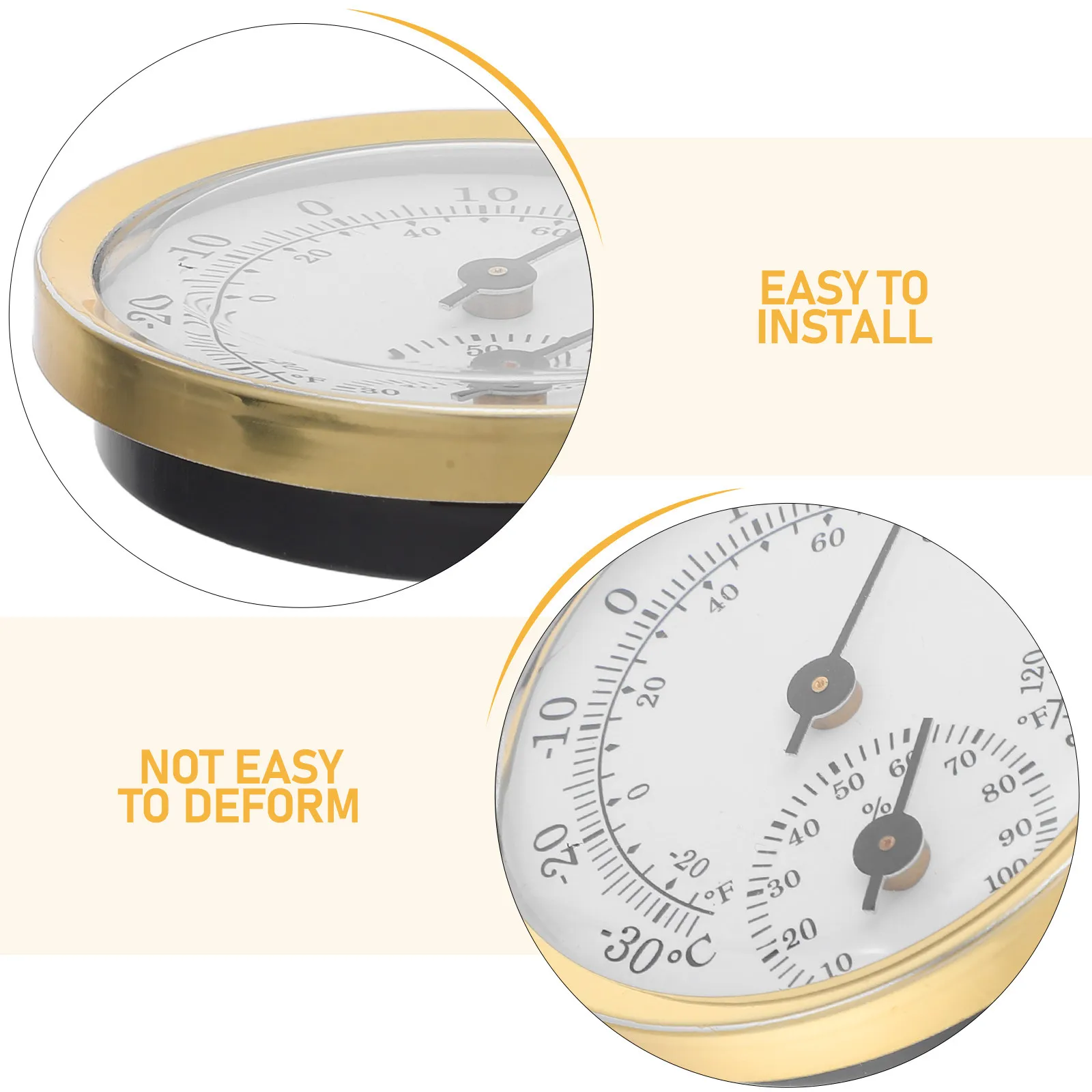 Mini High Precision Pointer Hygrothermograph Durable Multiple Use Sensor Thermometer Hygrometer (Golden)