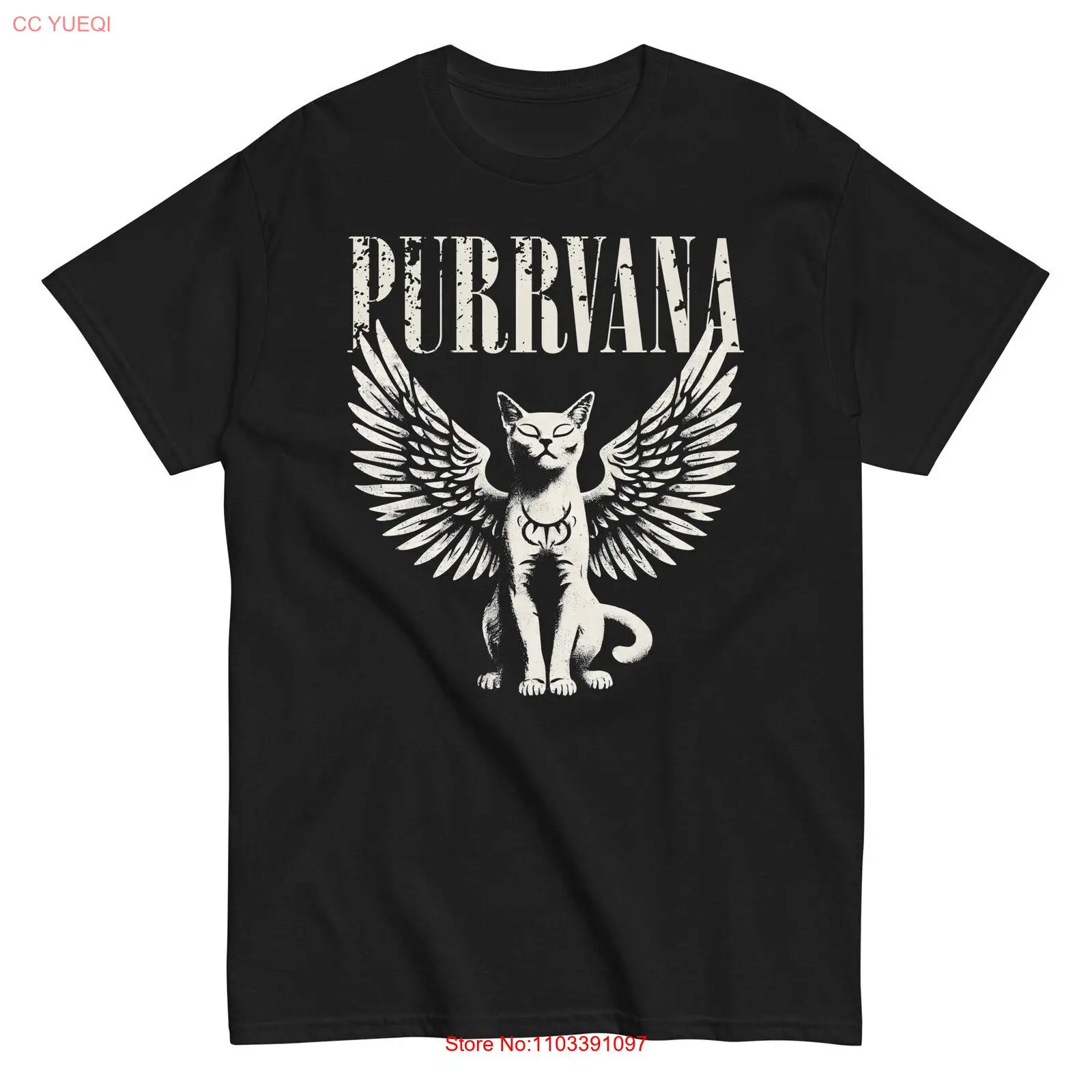 Хлопковая футболка с забавной кошкой Purrvana 90-х рок-пародия, футболка для влюбленных кошек