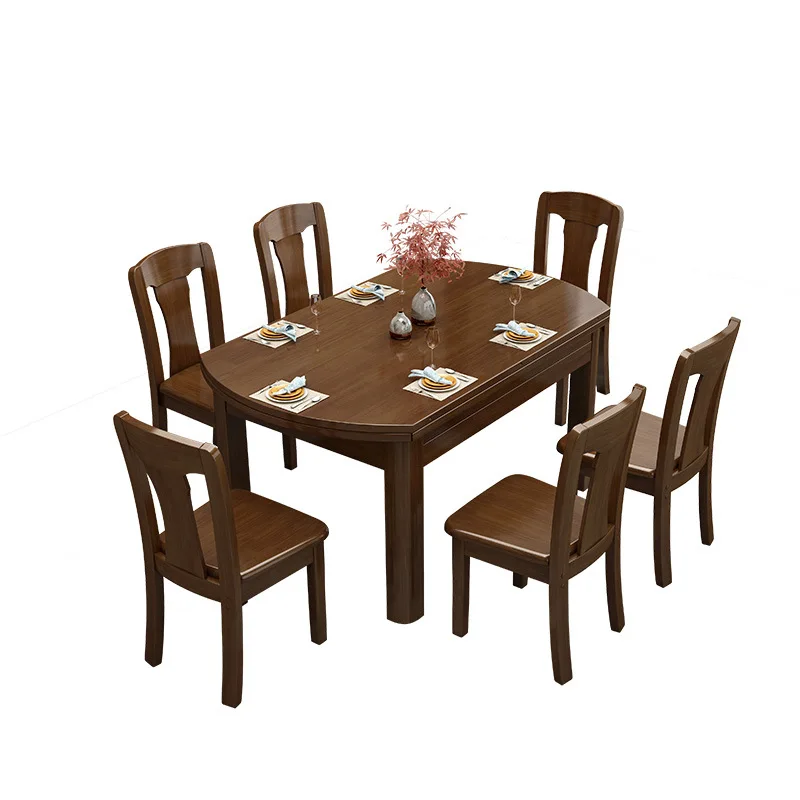 

Retractable, variable round table, new Chinese style, modern simple dining table and chair combination