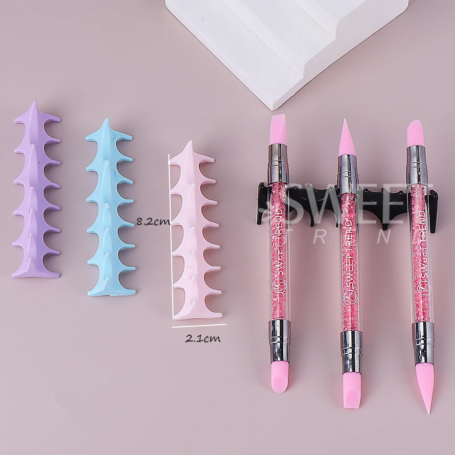 Silicone Nail Pen Holder Brush Rack Shelf UV Gel Brush Fishbone Display Stand Makeup Painting Pen Rest Organizer Stand Manicure