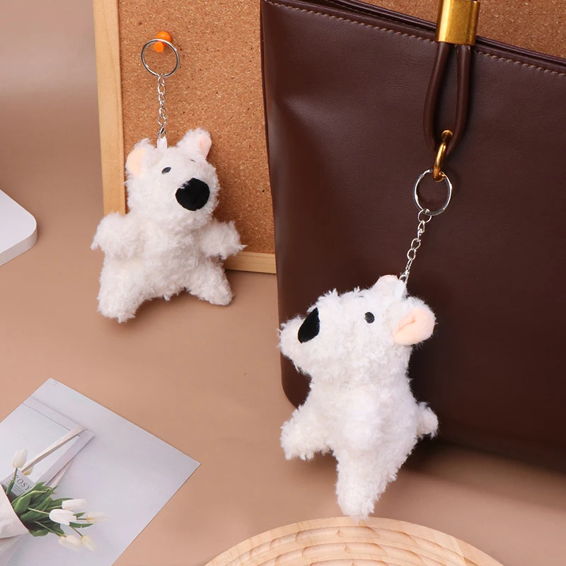 1PC Lovely Cartoon Puppy Plush Toy Stuffed Animal Doll Keychain Plush Doll Toys Car Key Accessories Backpack Pendant Bag Charms