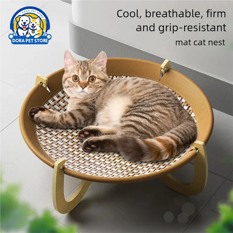 

Cat mat, rattan woven cat bed, all season universal cat bed, removable and washable, summer hammock, sleeping, summer pet suppli