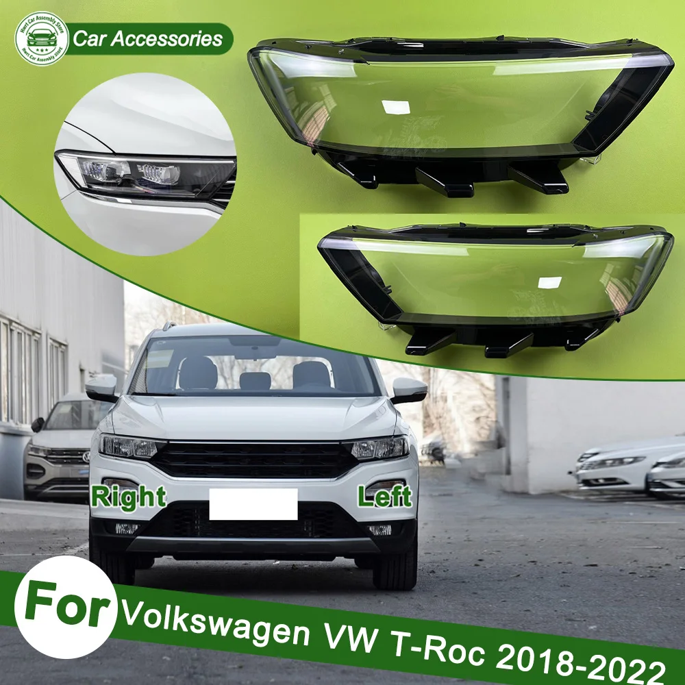 Car Accessories 2018-2022 For Volkswagen VW T-Roc Headlight Housing Shell Lamp Shade Lens Transparent Headlamp Cover Plexiglass