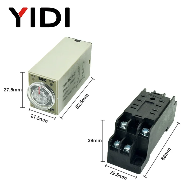 H3Y-2 Time Relay DC12V AC 220V 0-30 Sec 0-30 Minute 0-60s 0-60min Delay Timer 220VAC Timer Relay with Base Socket