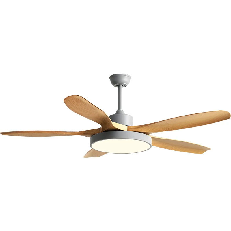 

Solid Wood 5 Blades 48 52 60 Inch Ceiling Fan Lamp Remote Control Modern Led Ceiling Fan With Light