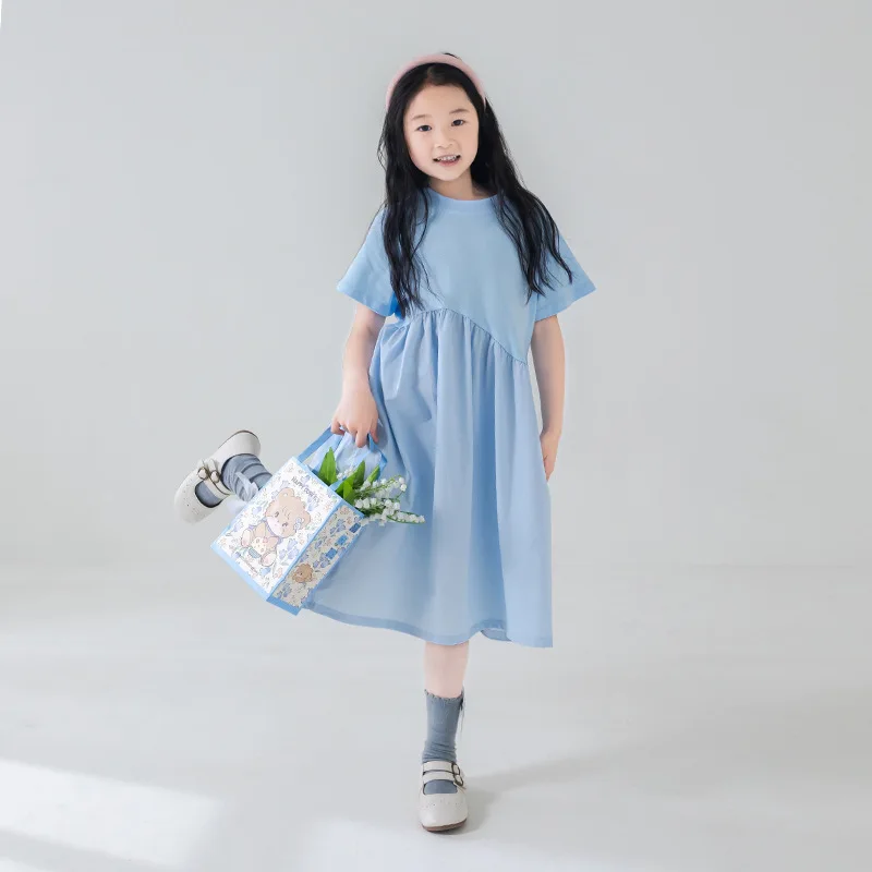 

New 2024 Summer Dress For Kids 6 To 14 Years Cotton Princess Dresses Teen Girl Party Clothing Midi Length Long