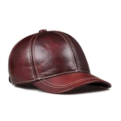 New 2022 Man High Quality Real Leather Baseball Caps Male Casual Cowhide Belt Ear Warm 56-60 Adjustable Sprot Flight Hats