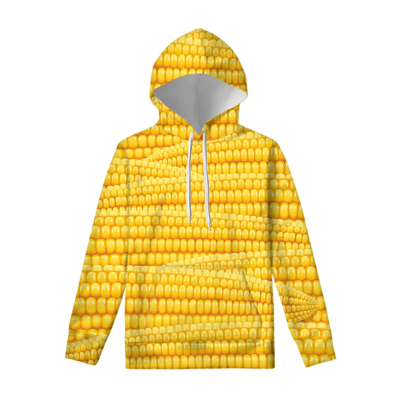 2024 New Hoodie 3d Corn Harajuku Print Pullovers Mens Hooded Sweatshirts Oversized Casual Male Clothing Fall Long Sleeve Hoodies