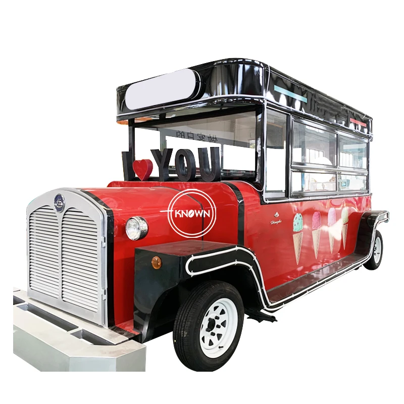 OEM Vintage Style Mobiele Snack Diner Elektrische Mini Fast Food Winkelwagen Mobiele Food Truck