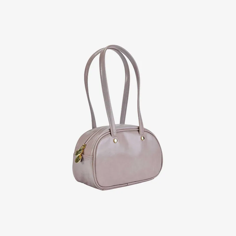 PUMA 092846-02 Women Shoulder Bag Rose Latte Warm White Faux Leather Double Handles Big Cat Logo Handbag