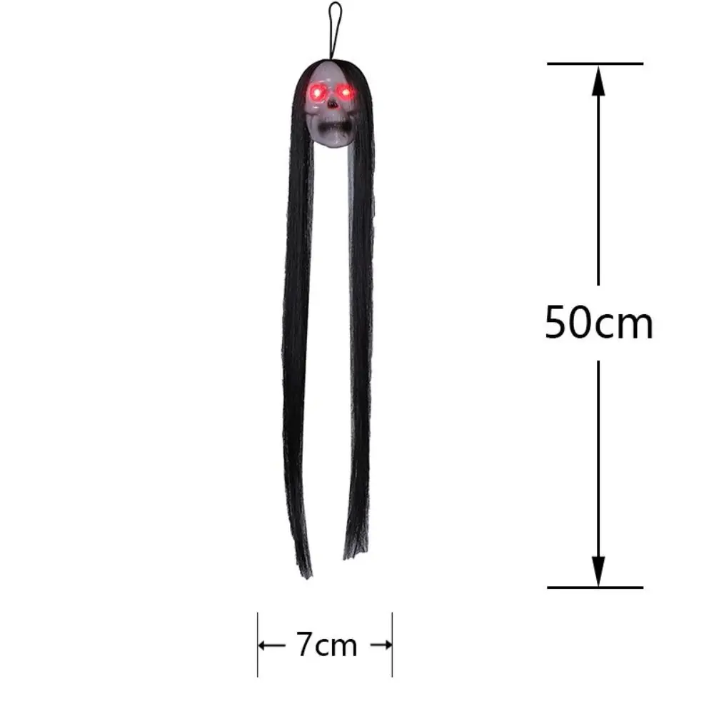 Plastic Halloween Hanging Ghost Long Hair LED Light LED Light-emitting Skeleton Red Blinking Eye Hanging Design