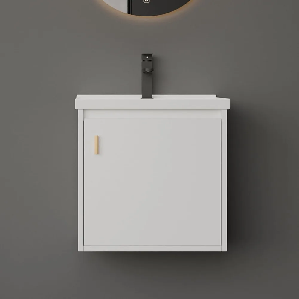 Vanité de salle de bain de 20 pouces avec lavabo, petite vanité flottante avec porte à fermeture douce, armoire moderne, robinet, vidange pop-up, piège P inclus