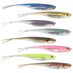 Dr.Fish-Appât souple en silicone pour la pêche en eau salée, leurre pour attraper des poissons tels que les bars, les truites, les brochets et les dorés jaunes, sans mauvaises herbes, avec queue de fourchette, en plastique, 5/6 pièces