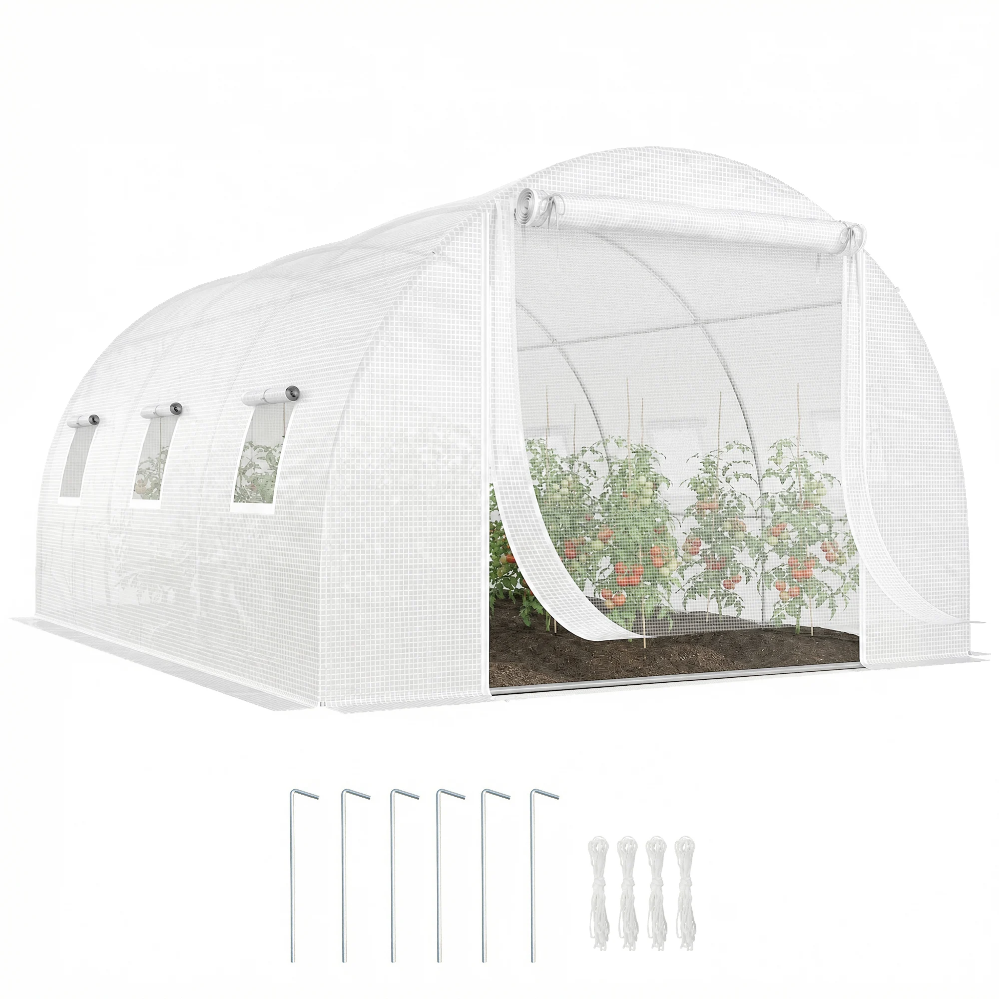 Outsunny Gewächshaus Foliengewächshaus ca. 3x4x2m Winterfest Tomatenhaus