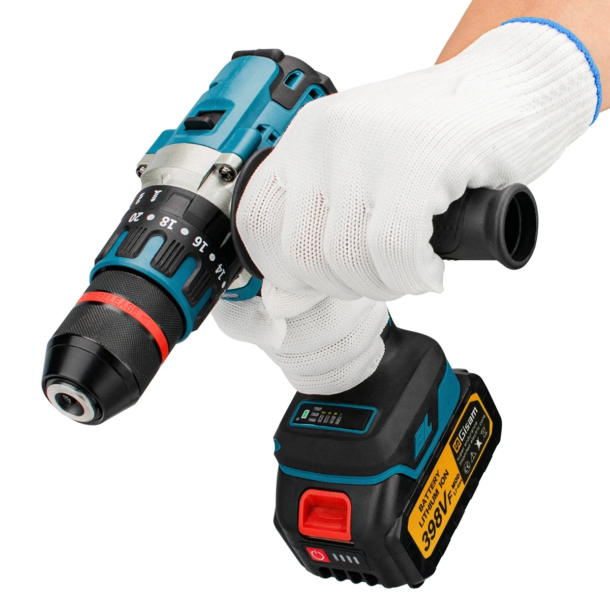 Gisam 480 NM Electric Impact Drill Screwdriver Rotary Hammer Brushless Drill 3in1 Handled Power Tool for Makita 18V Battery Pins
