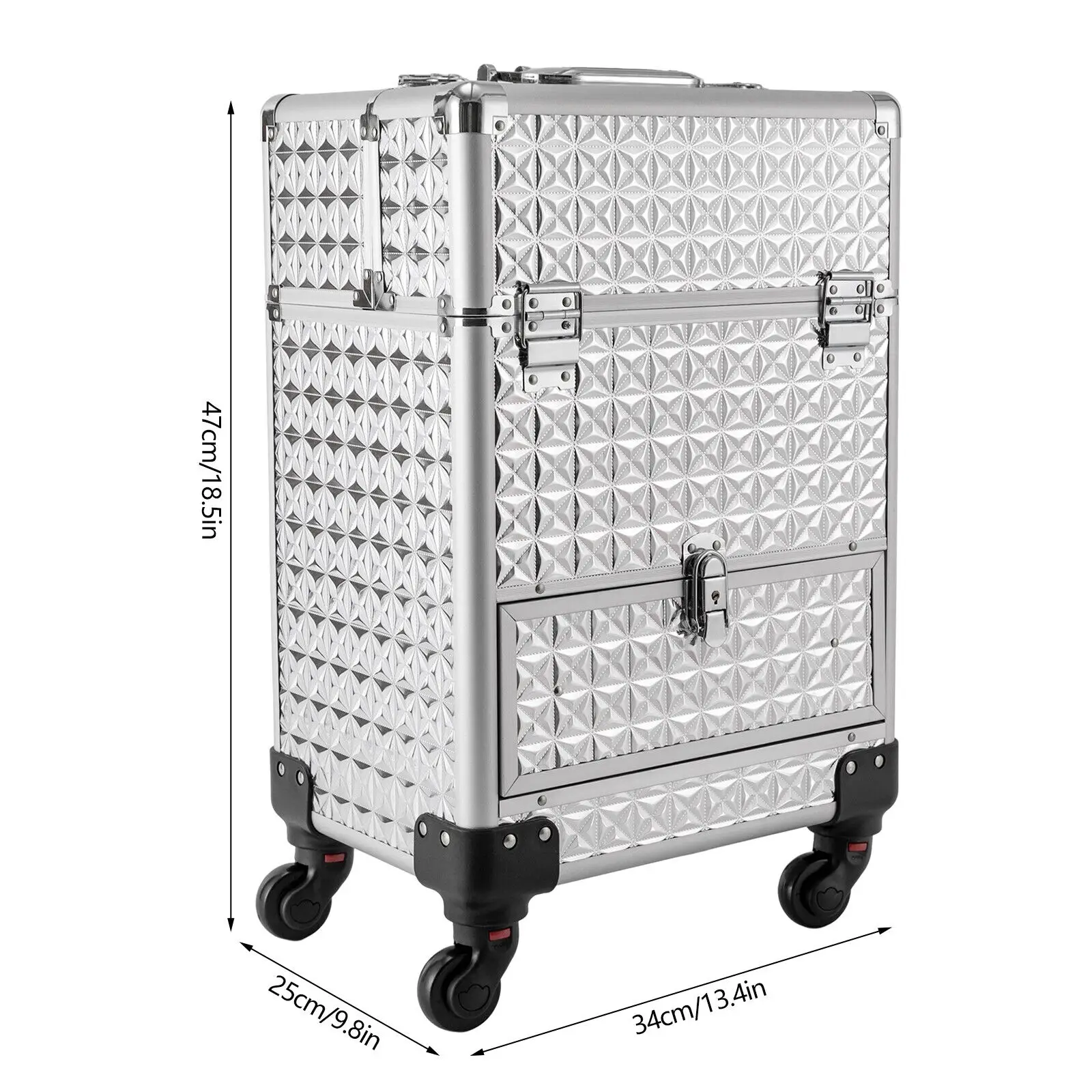 Portable Professional Cosmetic Organizer,Adjustable Manicure Storage Trolley with 4 Detachable Wheels and 2 Locks