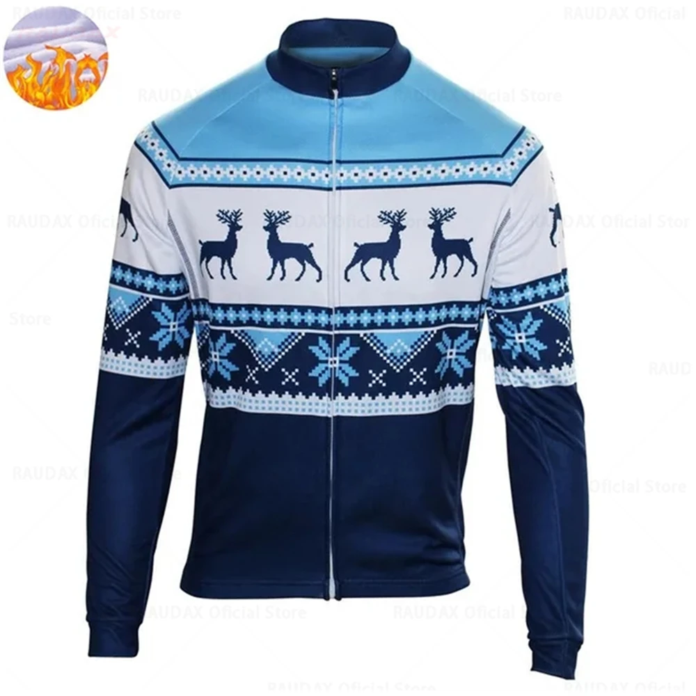 

2025 Мужская велосипедная куртка из джерси, зимнее термофлисовое теплое пальто с длинными рукавами, уличная одежда для горного велосипеда Maillot Ciclismo, Рождество