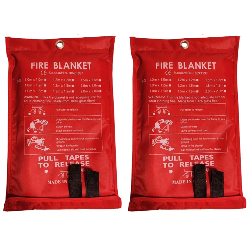 2PCS Emergency Fire Blanket, Fire Blanket, Fire Suppression Blanket For Kitchen, Grill, Fireplace (39.4Inch X 39.4Inch) Durable