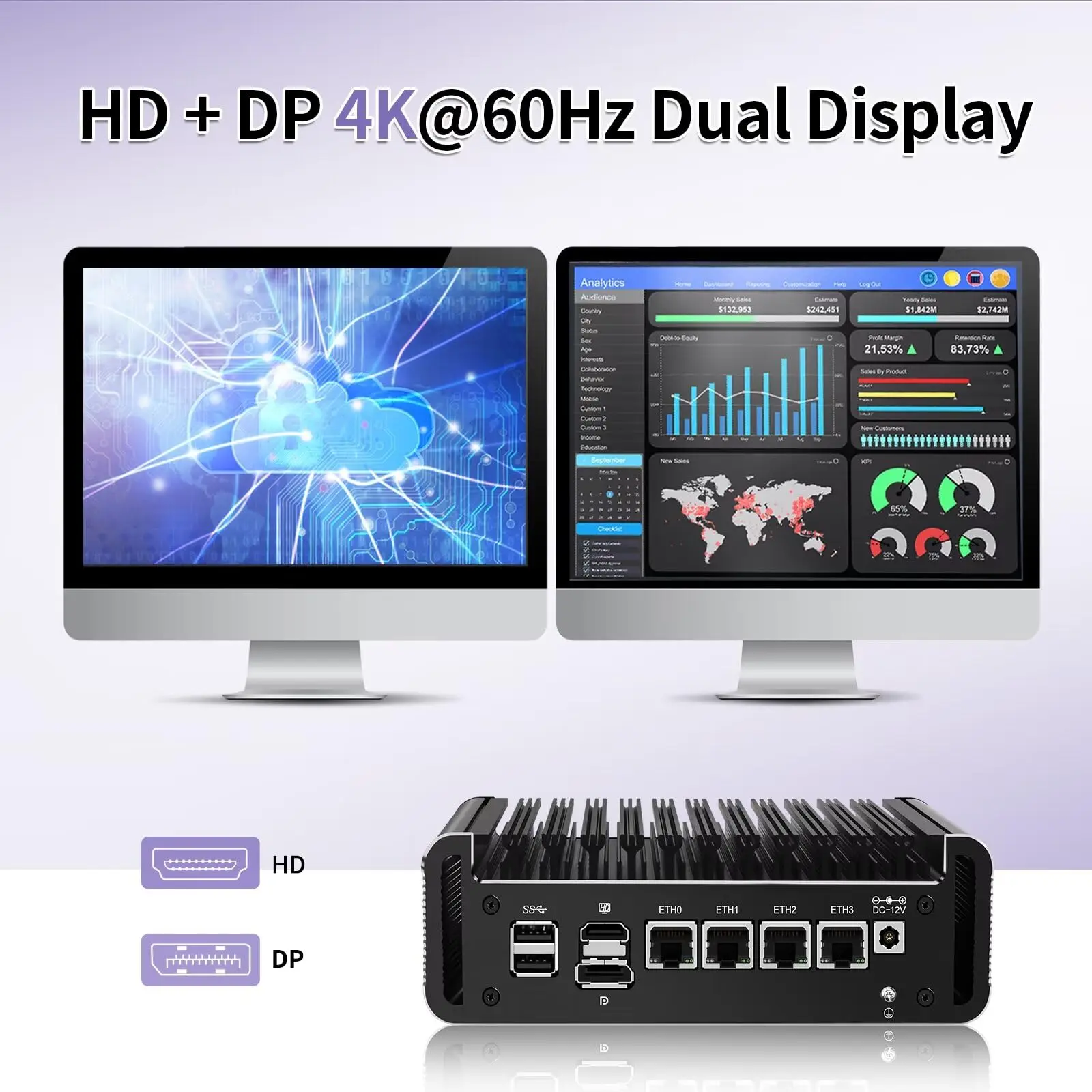 جهاز كمبيوتر صغير MNBOXCONET Firewall N100، كمبيوتر صغير بدون مروحة 4 × 2.5 جيجا بايت I226-V LAN، Barebone NO RAM NO SSD، Windows 11 Pro