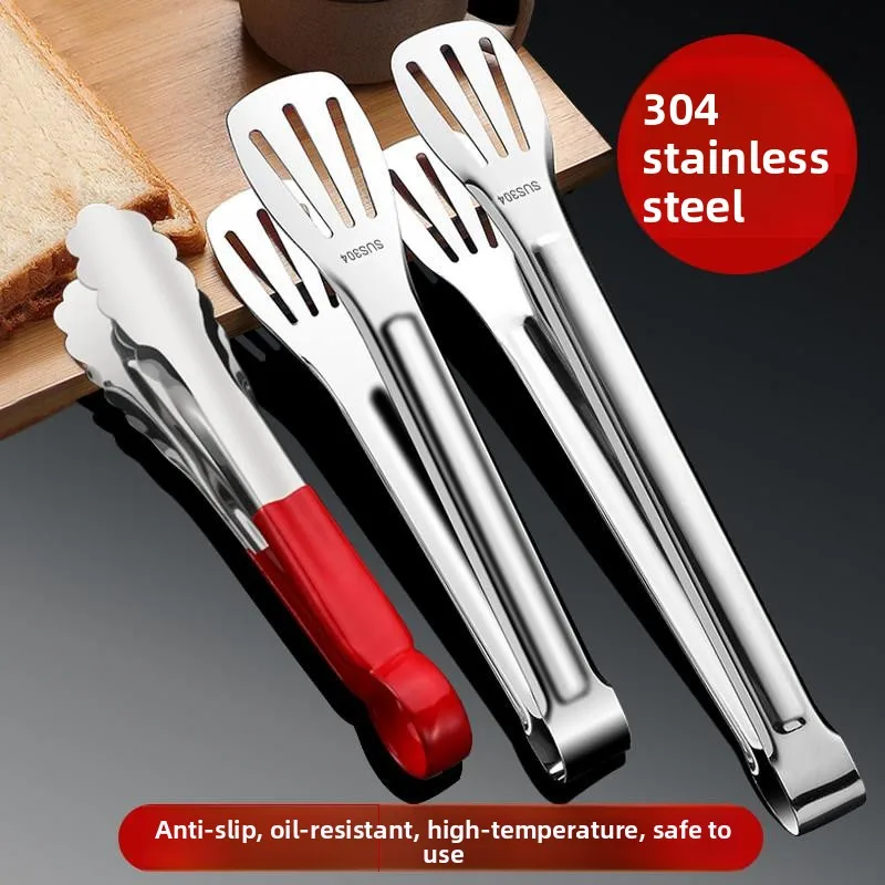 

Утолщенные щипцы для барбекю из нержавеющей стали с защитой от ожогов, для жарки стейков, хлеба и других продуктов, для домашнего использования, кемпинга и пикников