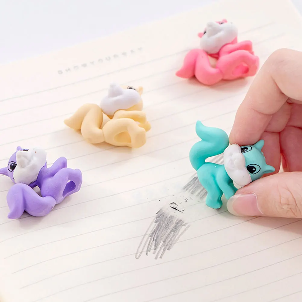 

16 Pcs Animal Shaped Eraser Cartoon Squirrel TPR Material Kids School Supplies Students Stationery Rubber Eraser