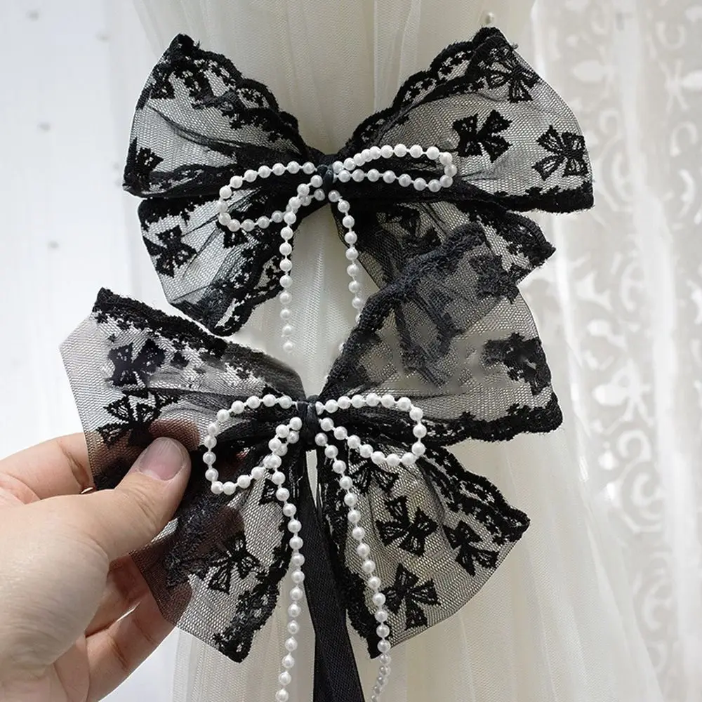 2Pcs/set Creative Lace Bow-knot Curtain Tieback Clip Tied Belt Exquisite Curtain Strap Curtain Fixer Clip Living Room Home Decor