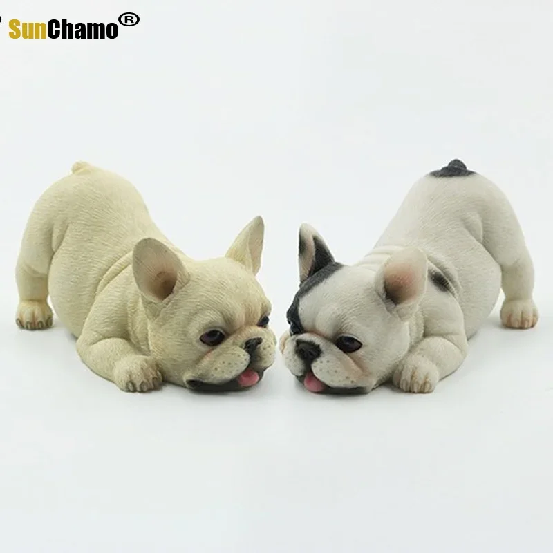 Fashion French Bulldog Model Frolic Small Fighting Simulation Animal Dog Cute Cow Car Pose Figurines Miniatures Decoration Craft