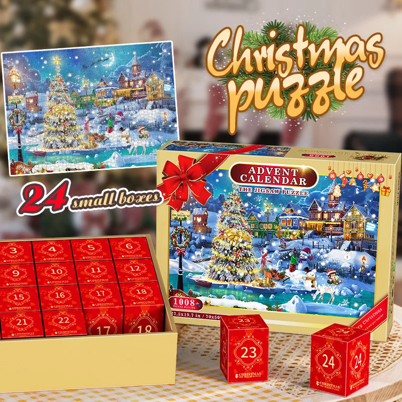 2025customized.24 days Stained Glass Jigsaw Puzzle Advent Calendar 2025 Puzzle Adults 1000 Pieces