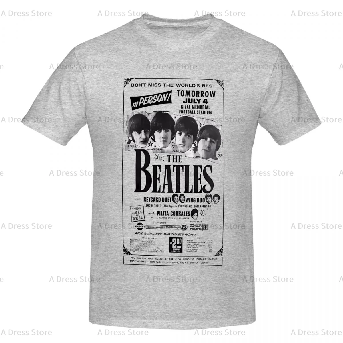 The Beatle Keep Calm Men's round neck Oversized T-shirt,Men's summer Vintage Casual Cotton Tee Shirt Gift