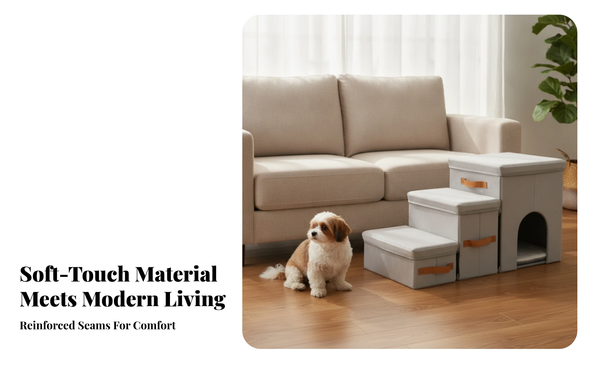 Pet Stairs with House Portable Pet Stairs with Storage Dog Steps with Storage Sturdy Furniture Cozy for Small Dogs, Sofa, Bed
