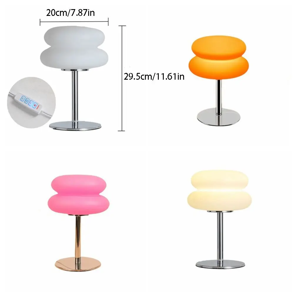 توفير الطاقة البلاستيك LED الجدول مصباح USB التوصيل كريم اللون معكرون الجدول مصباح ثلاثي الألوان يعتم مصباح لتهيئة الجو دراسة