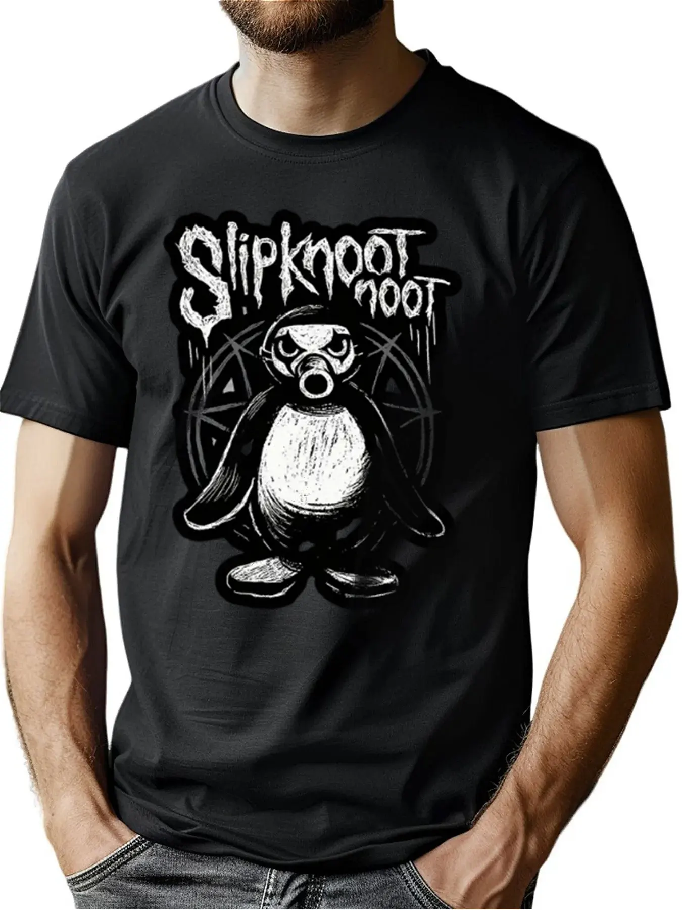

Penguin Knot Design Print Men's Crew Tee Supersoft Cotton Comfort Wear Machine Washable Christmas Gift For Fathers Brothers Him