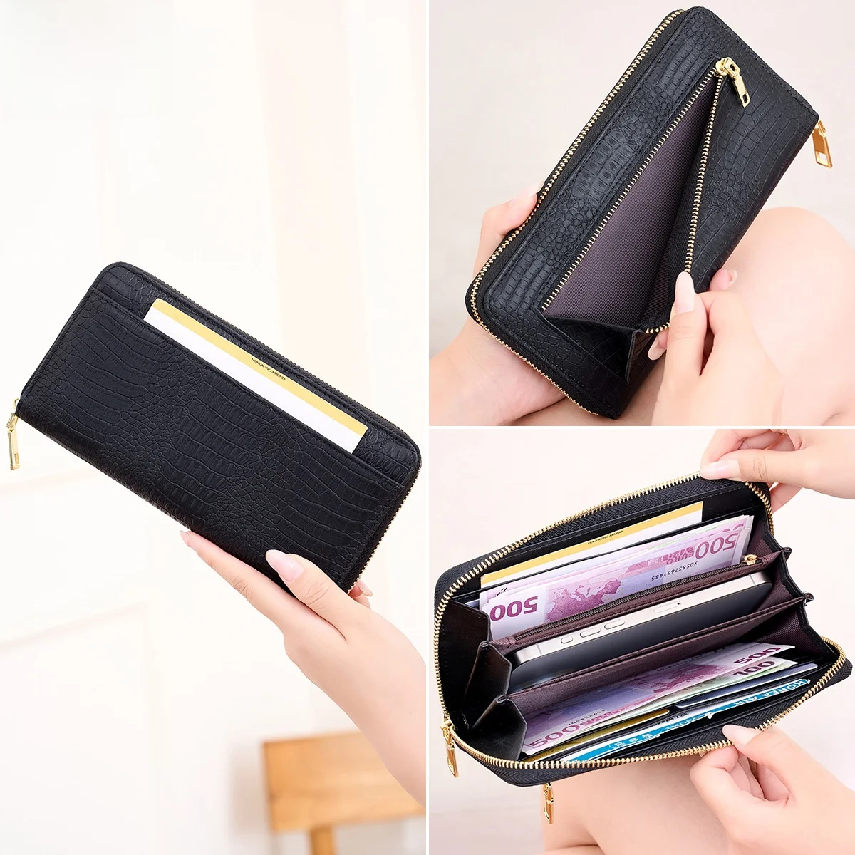 new-rfid-anti-magnetic-large-capacity-crocodile-pattern-wallet-for-men-and-women-multi-functional-clutch-bag-elegant-fashion
