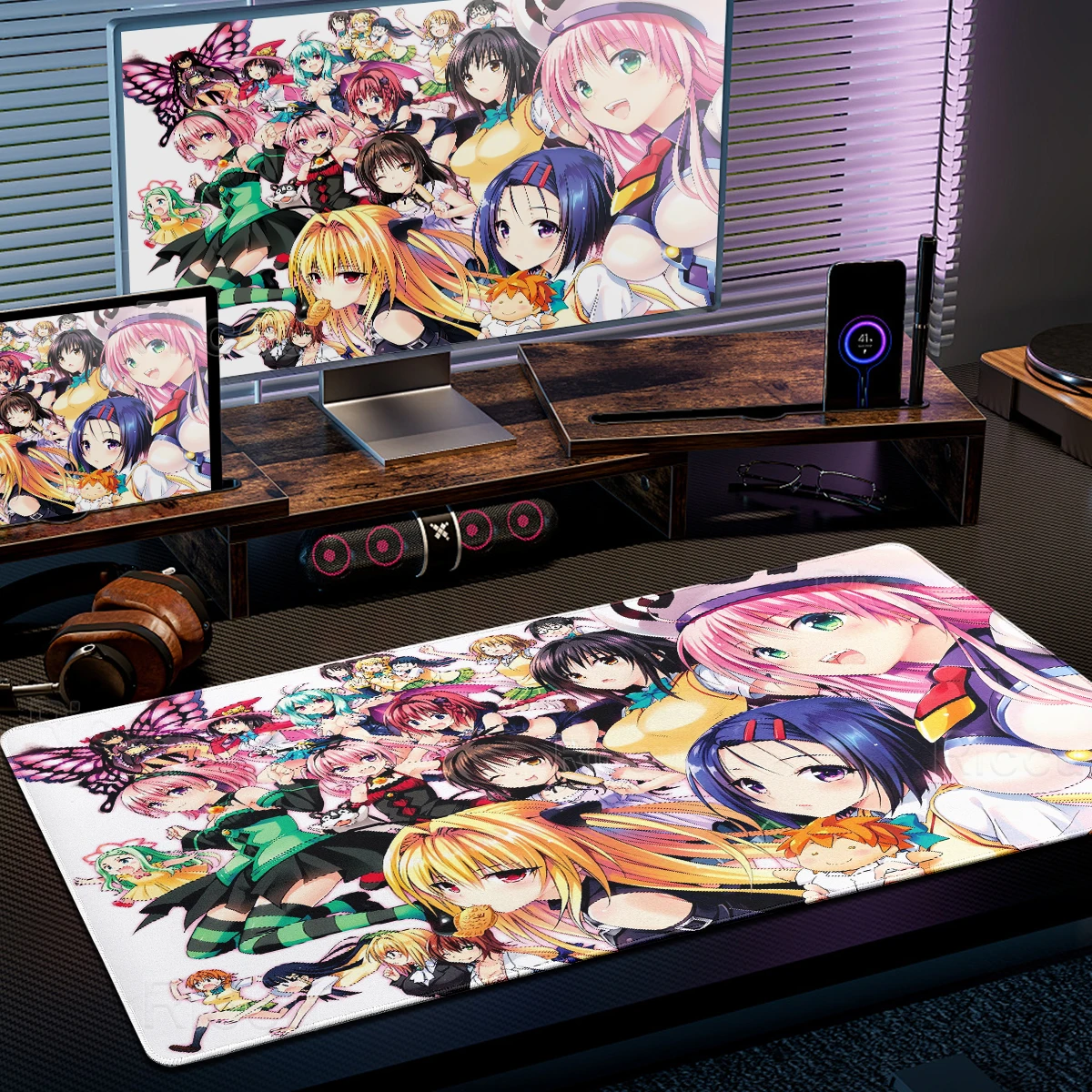 Rubber Mouse Pads To Love-Ru HD Printing Keyboard Accessories Desk Mats Kawai Girls Non-Slip Desk Rug Extended Locking Edge Pads