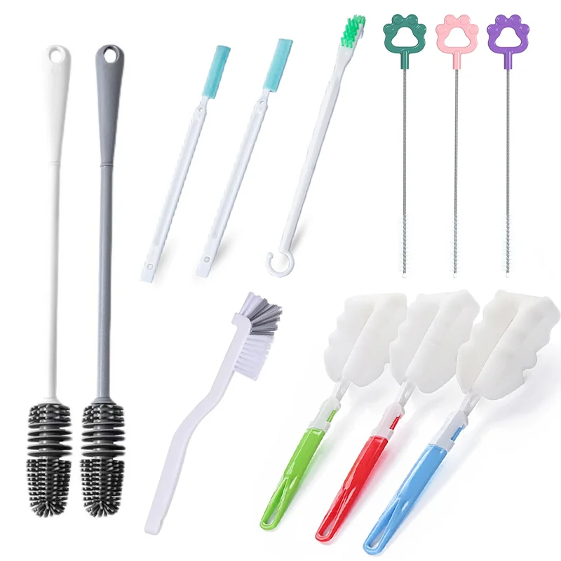 3pcs/sets Feeding Bottle Brush Decontamination Washing Cup Brush Set Sink Gap Cleaning Small Brush Long Handle Cleaning Brush