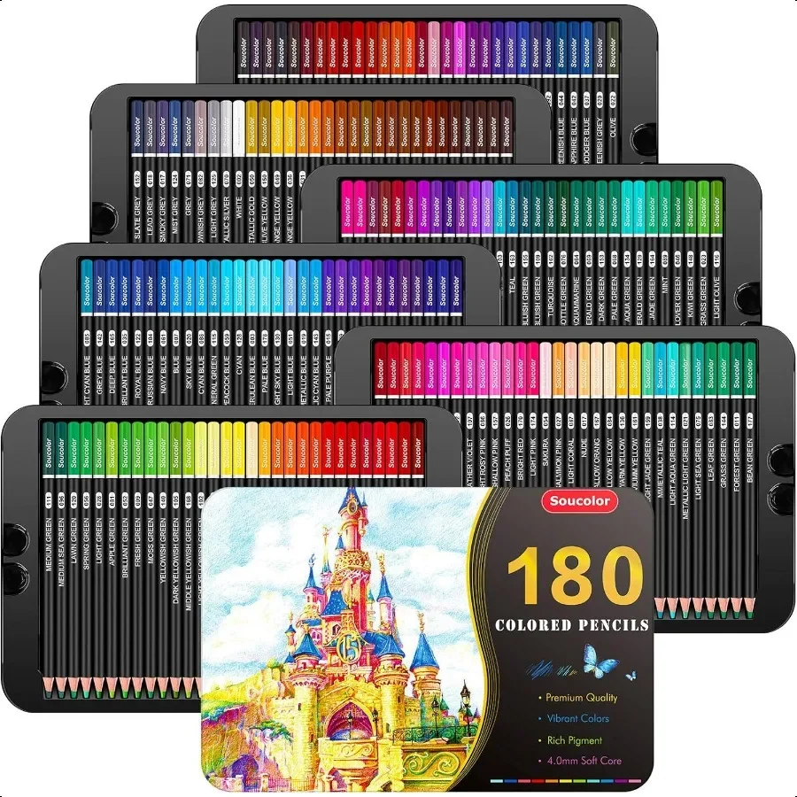 

180Color Artist Colored Pencils Set for Adult Coloring Books Soft Core Profional Numbered Art Drawing Pencils for Sketching Sha