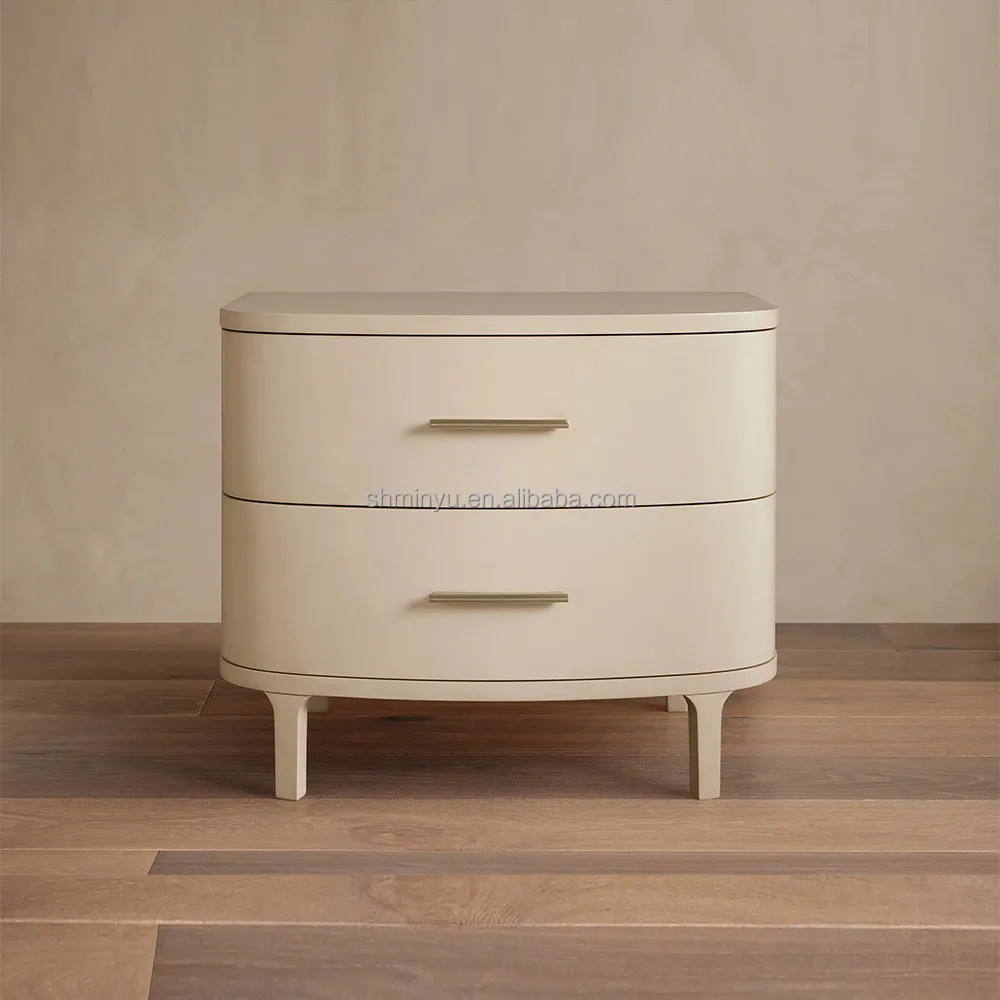 Modern Luxury Solid Wood 2-Drawer Farmhouse Accent Nightstand Durable Home Bedroom Furniture