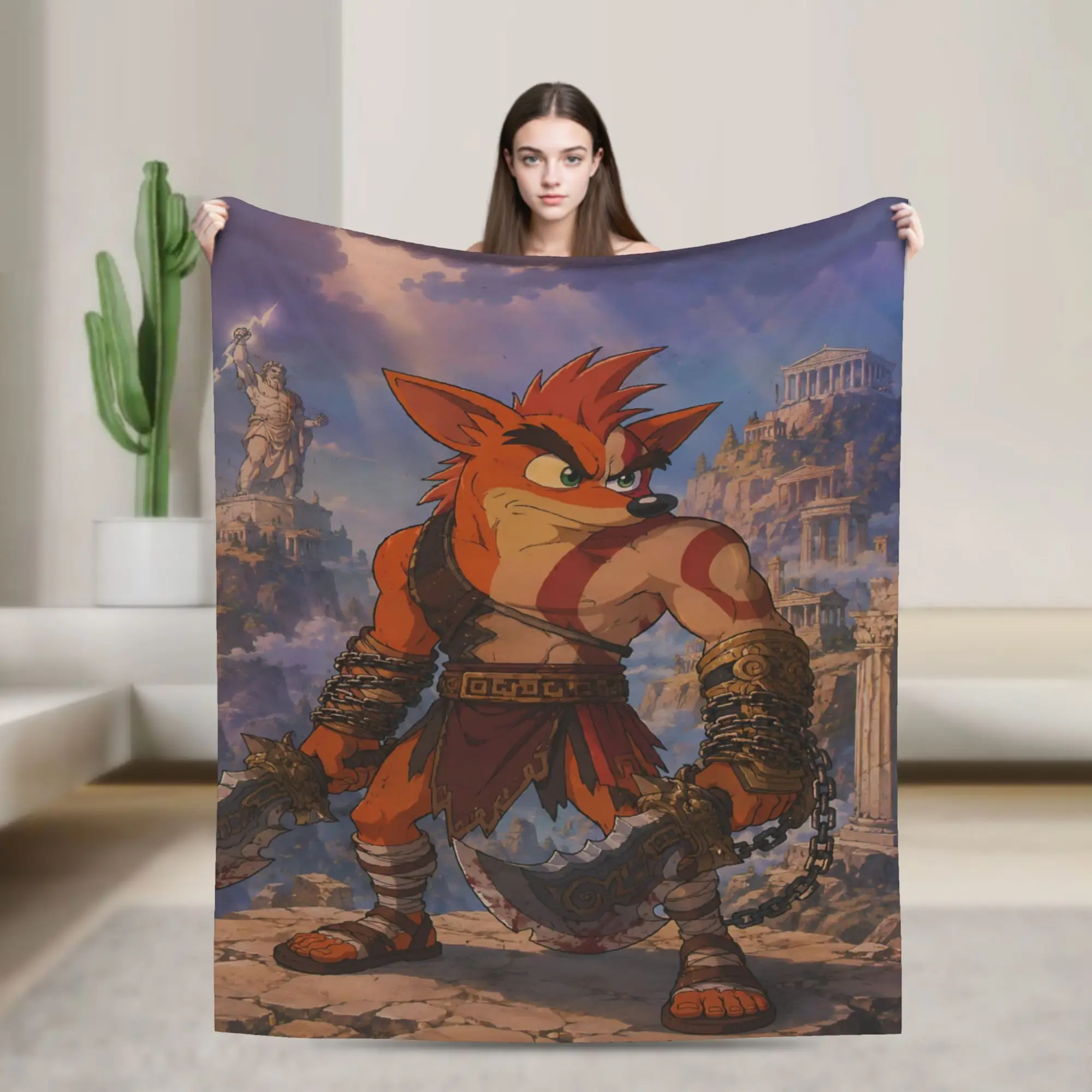 Crash Bandicoot Desert Hero Plush Blanket Girls Boys  Flannel Bedding Throws For Couch Chair Warm Soft Custom DIY Bedspread Gift