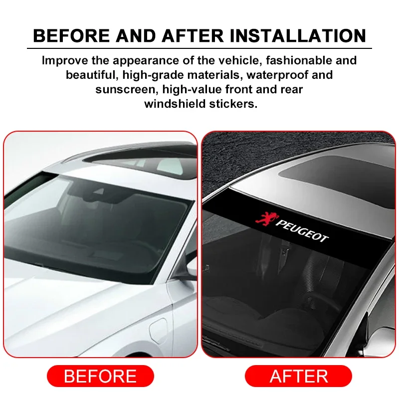 Car Front Windshield Stickers Front and Rear Decorative Decals Sticker For Peugeot 206 207 307 3008 2008 308 407 408 508 301 208