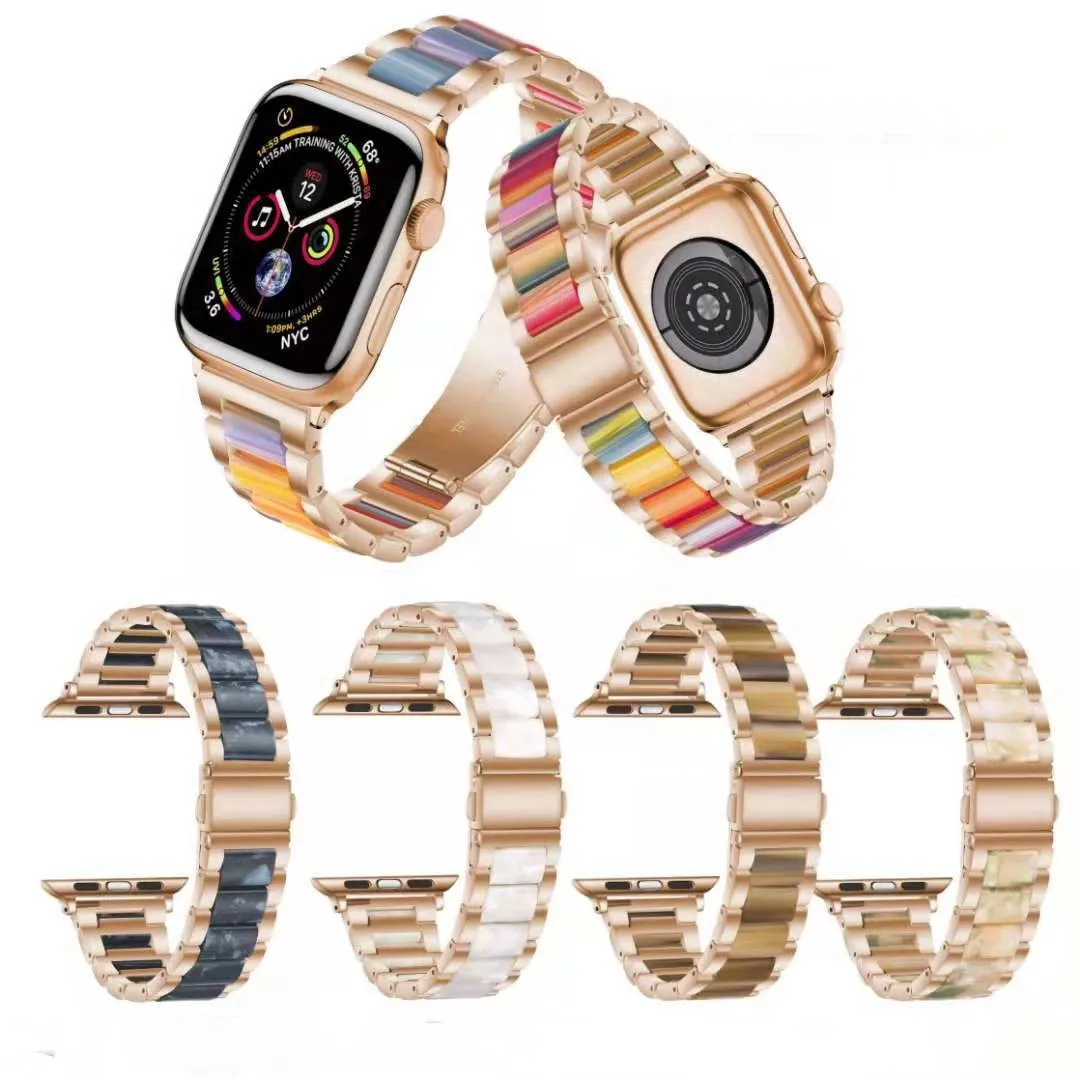 Apple AppleWatch Three Tree Resin Metal Strap Iwatch se Samsung Casual Fashion Wristband watch band