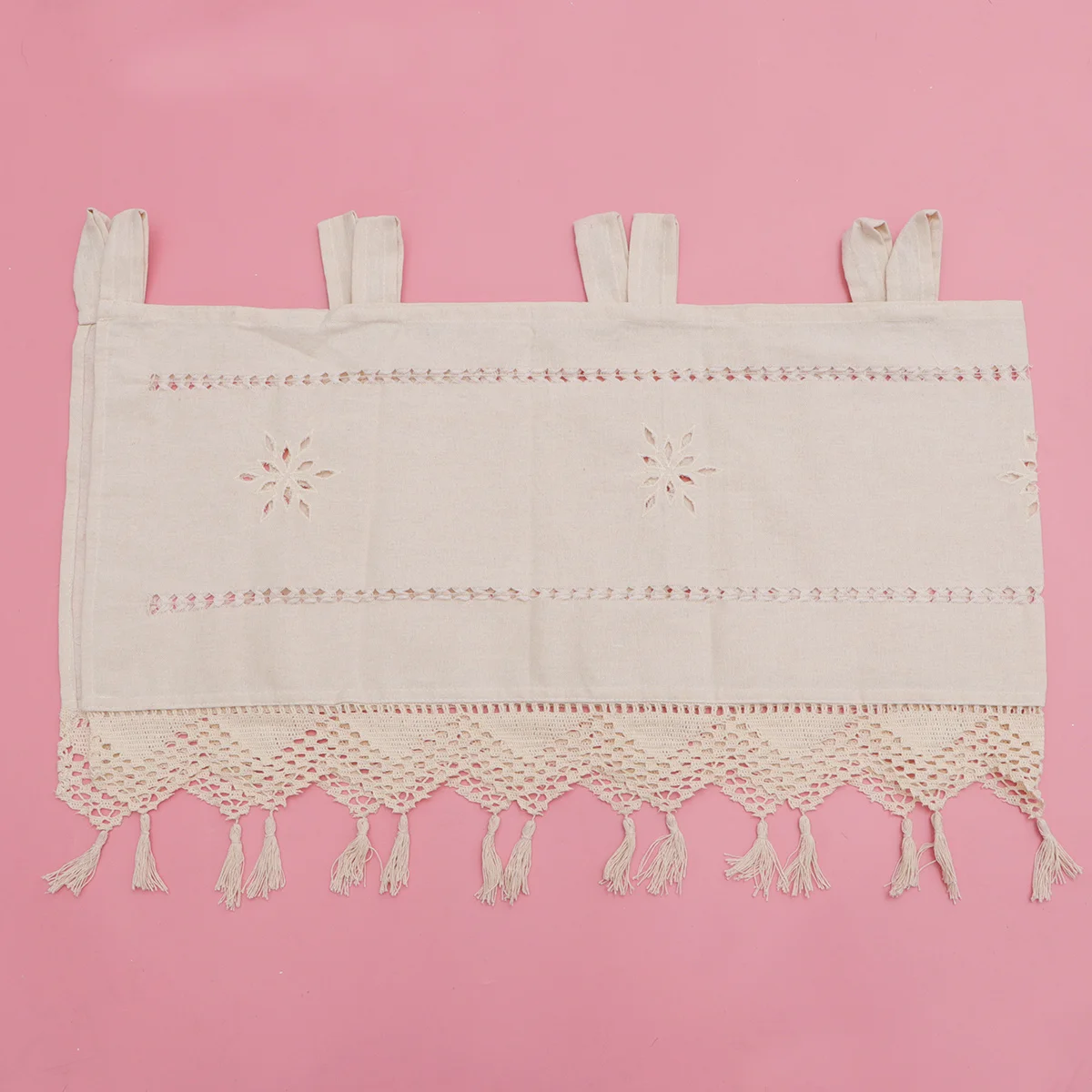 

1Pcs High-Quality Hollow-Out Embroidery Short Curtain Beige Kitchen Living Room Dining Hall Comfortable Home Decor