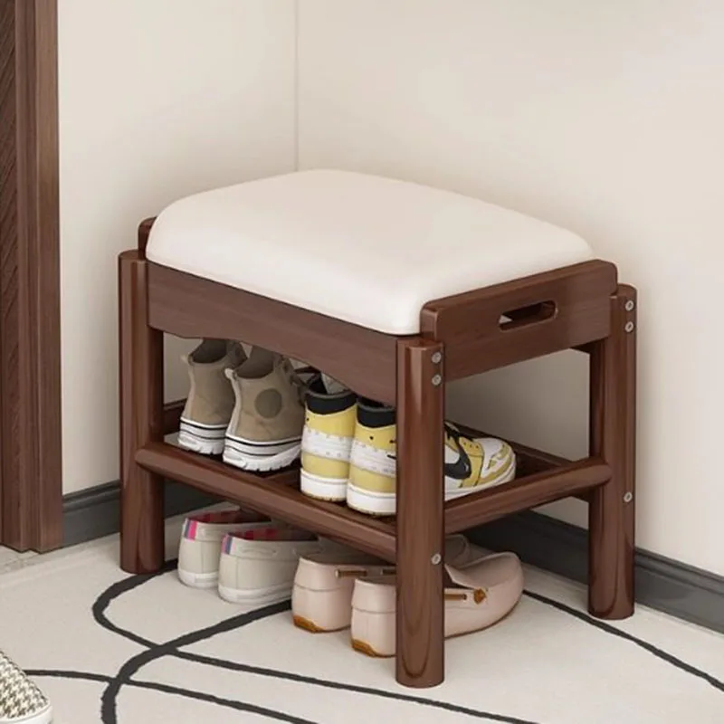 Modern Wood Foot Stool Shoe Storage Pouf Mobile Living Room Space Saving Foot Stool Designer Bar Tabouret Lounge Suite Furniture