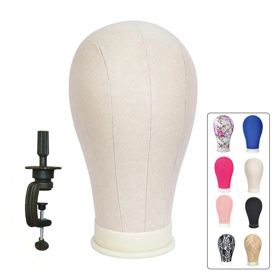 

22 Inch Mannequin Head With Stand Canvas Head Wig Model With Mount Hole For DIY Wig Making 2028