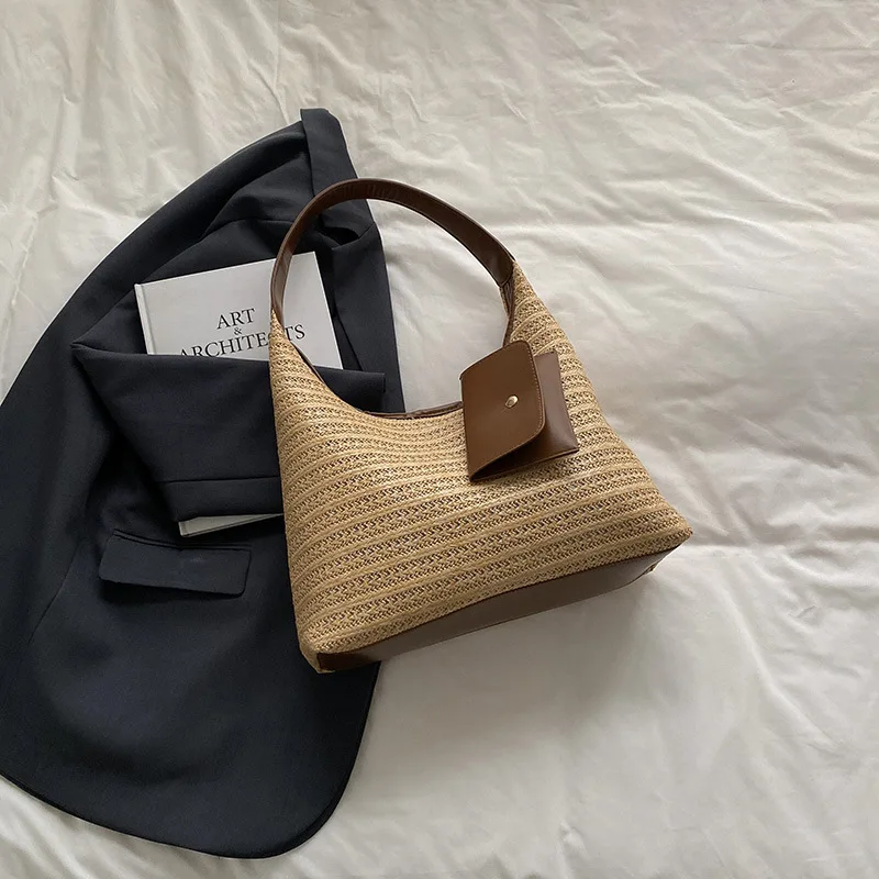 

2026 of woven mother and child straw large-capacity fashion casual bag popular single shoulder underarm tote bag tide
