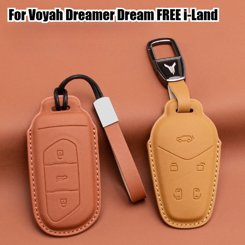 

Car Key Keychain Case for Voyah Dreamer Dream FREE i-Land Nappa Leather Car Smart Key Fob Cover Shell Buckle Car Accessories
