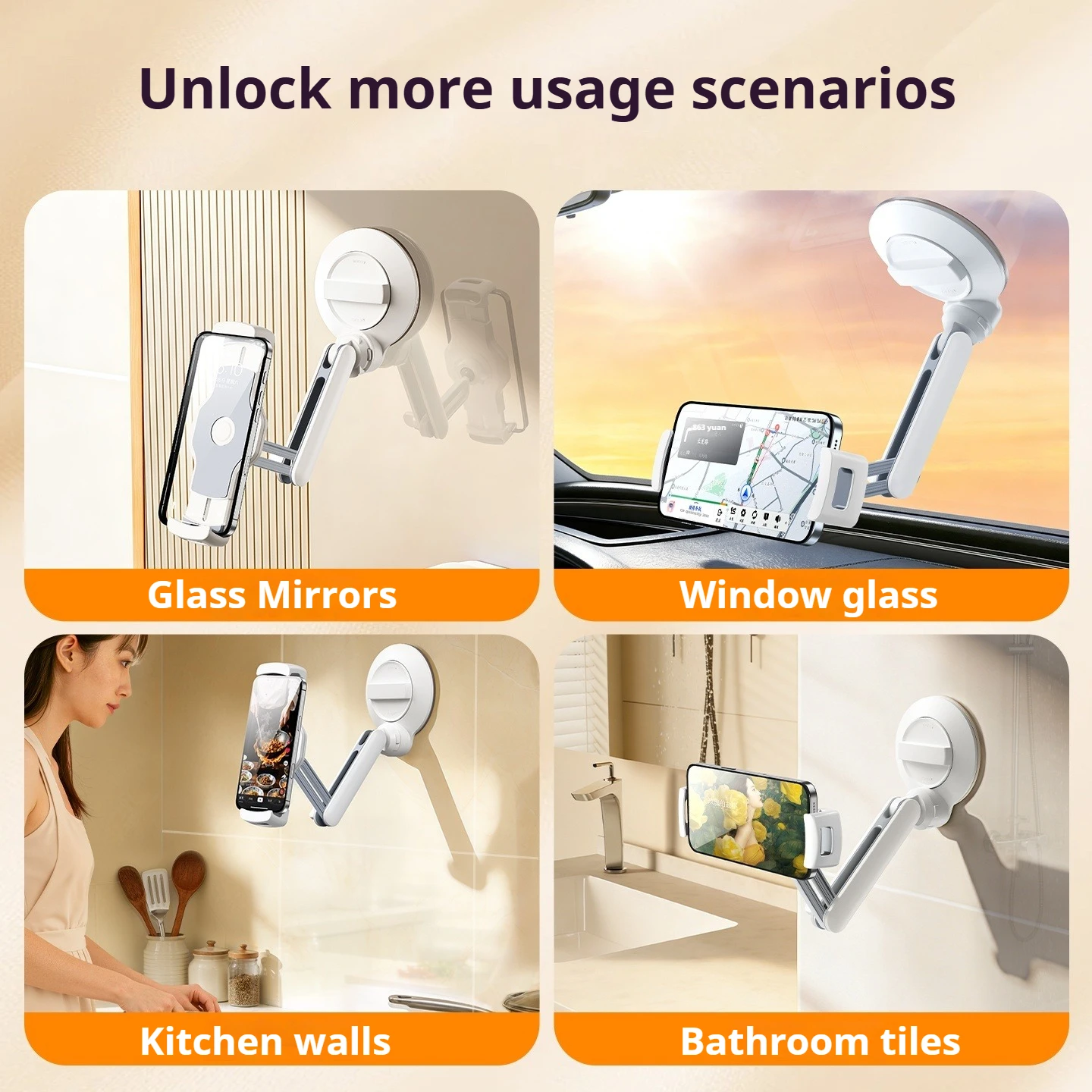 Eary for iPad Wall Mount with Suction Cup Phone Tablet Stand Holder for iPad Mini Pro Air for Galaxy Tab for 4.7-12.9"in Devices