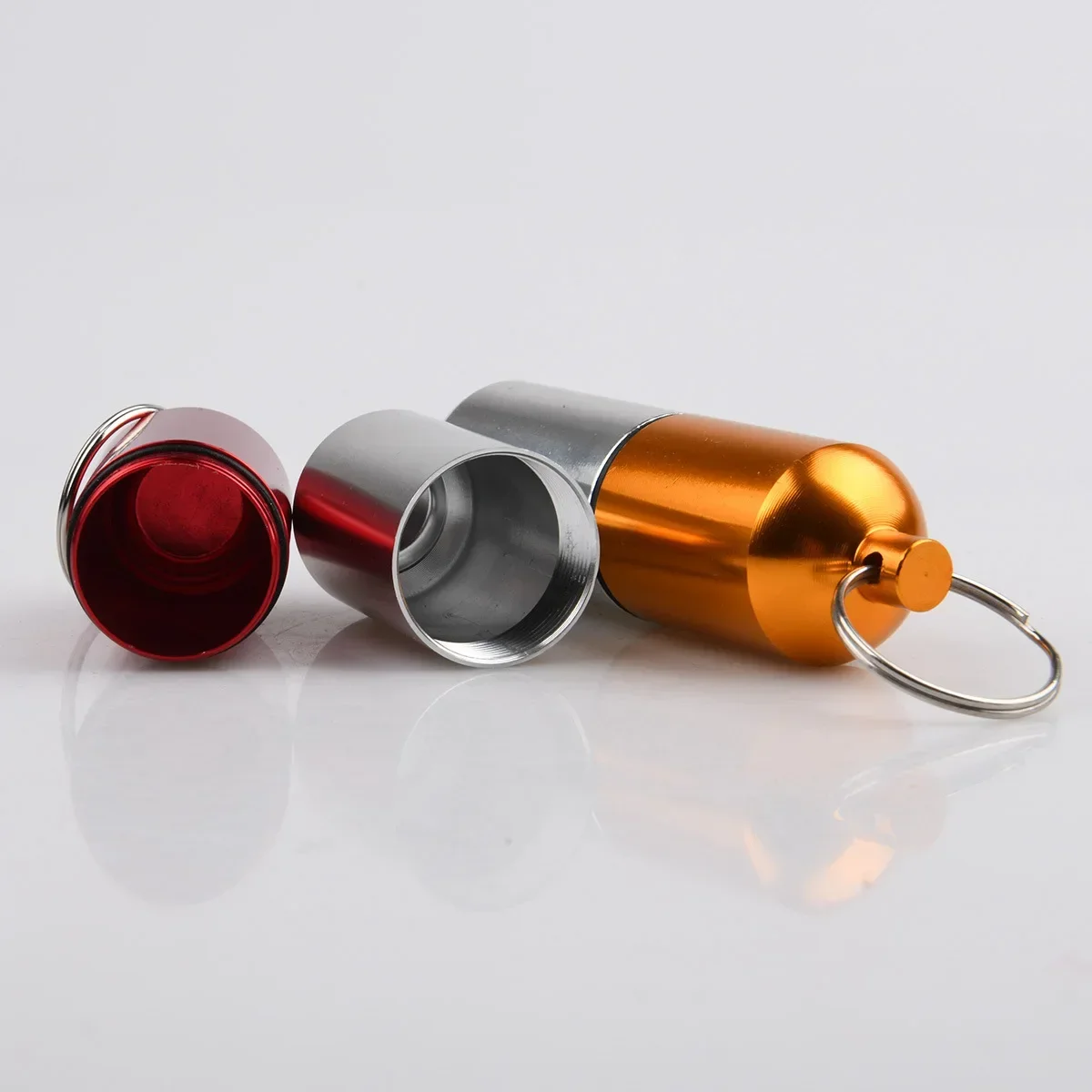 1PC Waterproof Outdoor Medicine Pill Container Capsule Portable Metal Keychain Aluminum Case Metal Waterproof Box