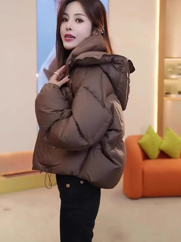 

Women's down Cotton Jaet Winter Thiened Loose Bread Sle Warm Coat Korean Sle Long Sve Zipper Closure Color