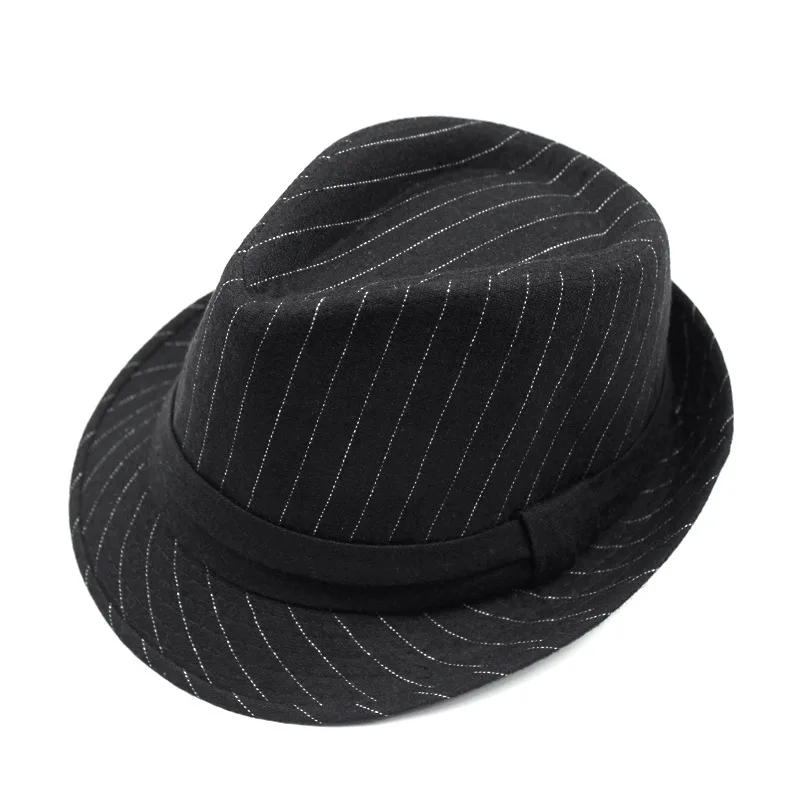 Autumn and Winter Men\'s British Warm Woolen Top Hat Middle-aged and Elderly Retro Striped Jazz Hat Men\'s Versatile Casual Hat