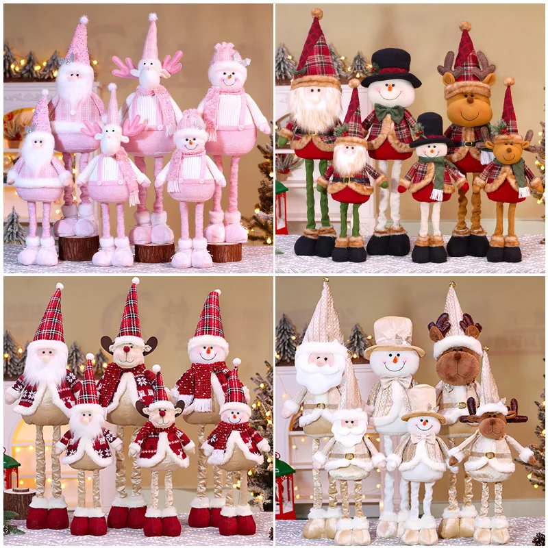 

Cross-Border New Christmas Telescopic Doll Ornaments Santa Claus Snowman Elk Long Legs Retractable Doll Decorations